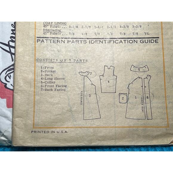 Anne Adams Sewing pattern 4958 trench long coat 1970s size 14 - Picture 5 of 5